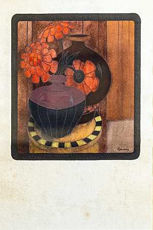 乔治·高迪翁（Georges Gaudion）的“红色zinnias花瓶”
