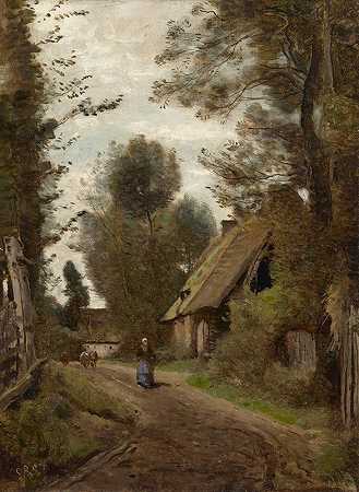 “圣昆廷-德斯-普雷斯（Oise），古尔内-恩布雷附近，由Jean-Baptiste Camille Corot创作