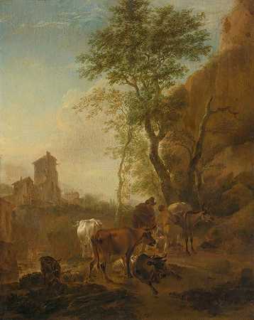 《意大利风景与奶牛》，作者：尼古拉斯·皮特斯，Berchem