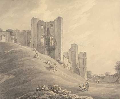 迈克尔·安杰洛·鲁克的《肯尼尔沃思城堡，山坡上的人物》