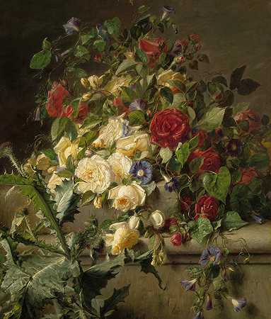 阿德里安娜·约翰娜·哈恩的《在旧栏杆上绽放玫瑰》