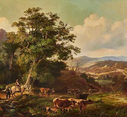 弗朗西斯·丹尼尔·德夫兰的《牛的广阔风景》