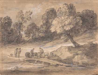 托马斯·盖恩斯伯勒的《骑马过桥的树木风景》