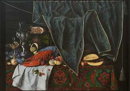Cornelius Norbertus Gijsbrechts的《Trompe L’oeil With Breakfast Piece And Goblets》