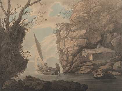 约瑟夫·法林顿（Joseph Farington）的《三个人离开落基海湾的帆船小船》