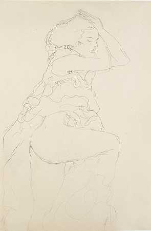 古斯塔夫·克里姆特（Gustav Klimt）的《向右（半裸体朝右）》