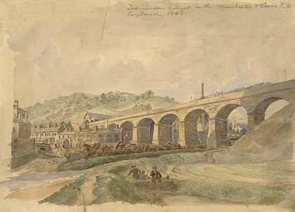 “英国曼彻斯特和利兹铁路上的现代高架桥”
