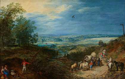 《与农民的风景》作者：Jan Brueghel The Elder