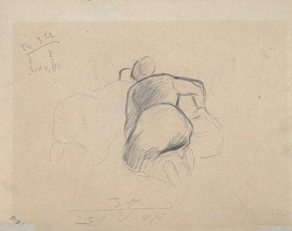 卡米尔·皮萨罗（Camille Pissarro）的《两个农妇跪着》