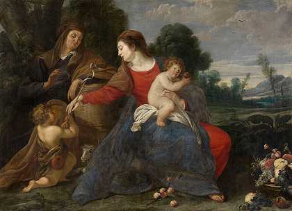 Theodoor Rombouts的《麦当娜与婴儿圣约翰和伊丽莎白》