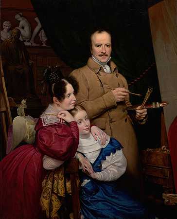 保罗·克劳德·米歇尔·卡彭蒂埃的《艺术家工作室与家人的自画像》