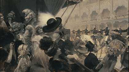 1910年在大皇宫举行的旋转木马或军事慈善晚会勒朗的《大皇宫旋转木马》