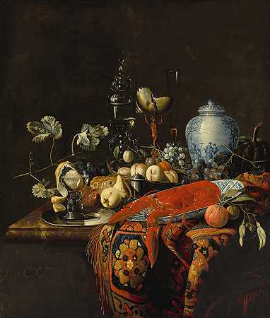 Huybert van Westhoven的《水果和各种物品的不朽静物》