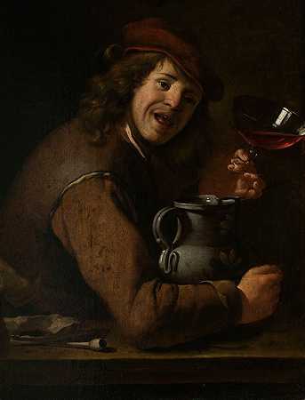 Jan Vermeer van Utrecht的《喝酒的男孩》