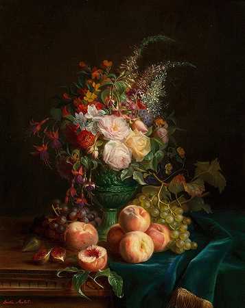 Aurelie Leontine Malbet的《花与桃的静物》