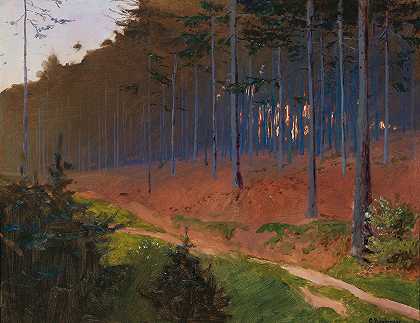 Gustav Bamberger的《Weinzierl附近的森林小径》