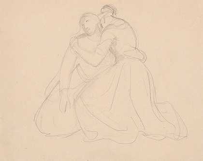 “圣母玛利亚和抹大拉的玛丽亚的画像素描到Józef Simmler的《纠缠》