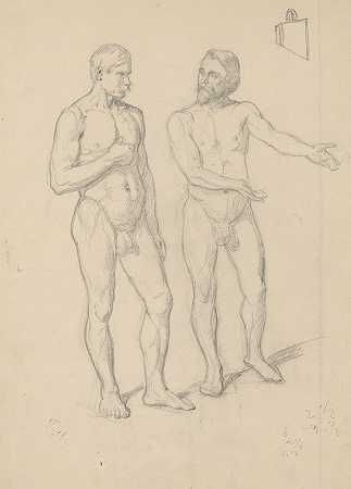 “Józef Simmler的《西格斯蒙德·奥古斯都的崛起》画作中国王西格斯蒙一世和赫特曼·塔诺夫斯基的裸体素描