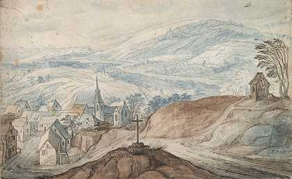 Jan Brueghel The Elder的《十字路口附近村庄的风景与远眺》