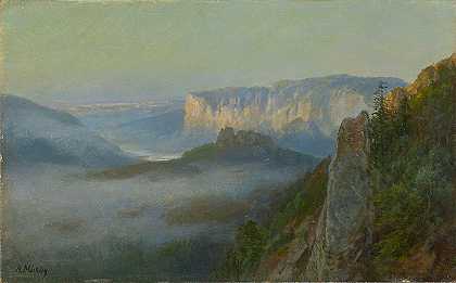 伯恩哈德·穆利格（Bernhard Mühlig）的《易北山的薄雾》（Mist in the Elbe Sandstone Mountains）
