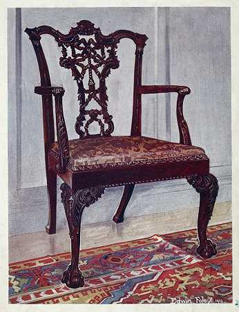 “桃花心木扶手椅，Edwin Foley的Chippendale风格