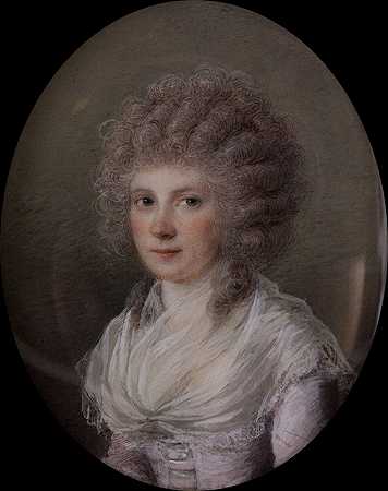 “肖像戴着弗朗索瓦·费里（François Ferrière）卷发的年轻女子