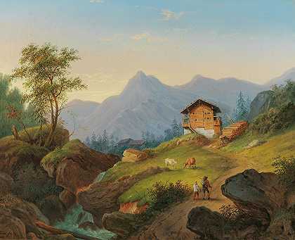 马蒂亚斯·鲁道夫·托马的《徒步旅行者的山景》