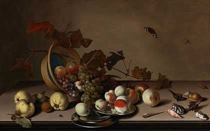 巴尔塔萨尔·范德阿斯特的《柳条篮、贝壳和蝴蝶的水果静物》