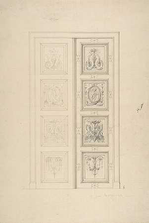 Jules Edmond Charles Lachaise的《马蒂农街18号一栋房子的双门设计》