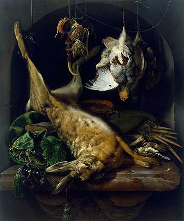 Jan Weenix的《壁龛中死兔子、鹧鸪和其他鸟类的静物》