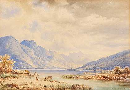 安东·多尔的《带船屋的山湖》