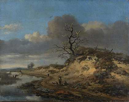 Jan Wijnants的《沙丘风景与沿河沙路》