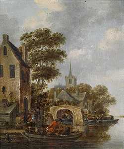 托马斯·海尔曼斯（Thomas Heeremans）的《河流风景与渡船》