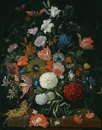 雅各布·罗蒂乌斯（Jacob Rootius）的《花瓶里的花的静物》