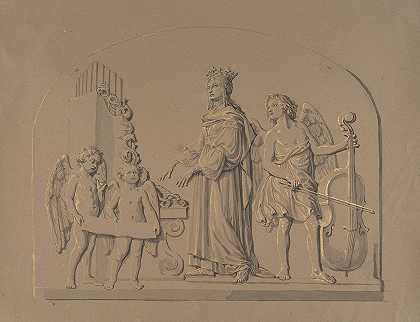 约翰·戈特弗里德·沙多的《风琴上的圣塞西莉亚，天使在身边做音乐》
