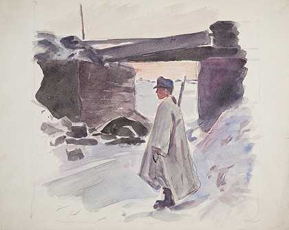 伊万·伊万内克（Ivan Ivanec）的《乌克兰病枪手军团士兵（1914-1920）在桥上站岗》