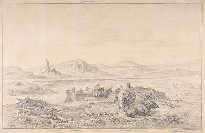 老弗里德里希·普雷勒（Friedrich Preller）的《意大利泰伯河风景和男人与牛和船》