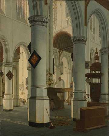 Hendrick Cornelisz.van Vliet的《代尔夫特奥德·科克的内部》
