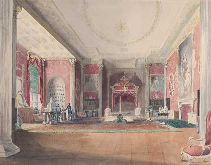 约瑟夫·纳什（Joseph Nash）的《斯托白金汉郡州床厅》（The State Bed Chamber，Stowe Buckinghamshire）