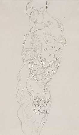 古斯塔夫·克里姆特（Gustav Klimt）《穿着和服的女人，光着左肩》