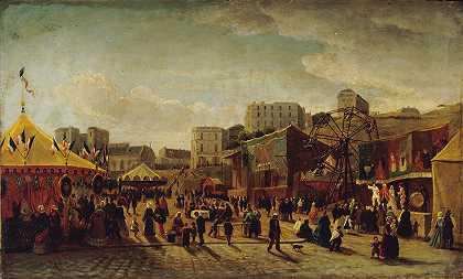 “节日集市，圣彼得广场，蒙马特，1861年，爱德华·休伯特