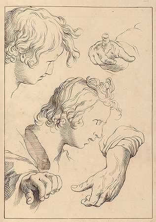 哈姆雷特·温斯坦利的《各种手和头的草图》