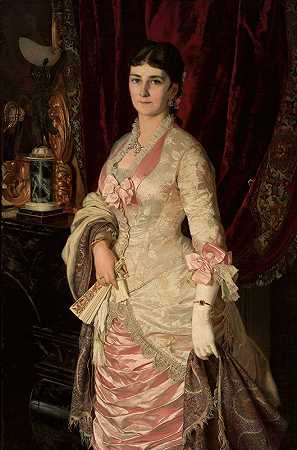 “波列斯瓦夫·阿什琴斯基（BolesławŁaszczyński）的一位穿着缎面礼服的女士肖像