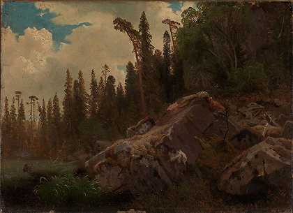 August Cappelen的《树木和岩石风景研究》