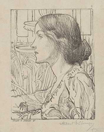 阿尔伯特·斯特纳（Albert Sterner）的侧写年轻女性半身像