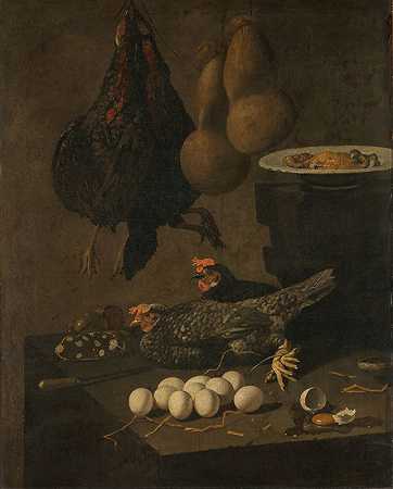 乔瓦尼·巴蒂斯塔·雷科的《鸡和蛋的静物》