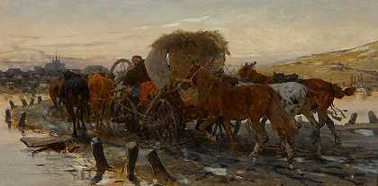 Jozef Brandt的《犹太人牵着马去市场》