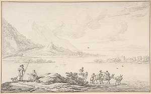 “山与湖的风景，前景中的人物是年轻的扬·范德梅尔（Jan van der Meer the Younger）