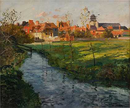 《小溪边的村庄》作者：Frits Thaulow