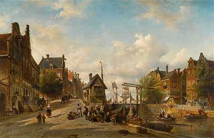 埃利亚斯·彼得·范·博梅尔（Elias Pieter van Bommel）的《阿姆斯特丹的辛格尔和布鲁韦尔斯格拉赫特》（The Singel and Brouwersgracht，Amsterdam）